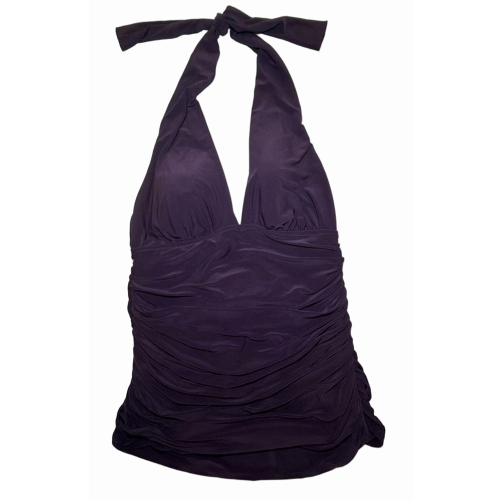 Magicsuit Yvonne Solid Halter Tankini Swimsuit Top Plum 12